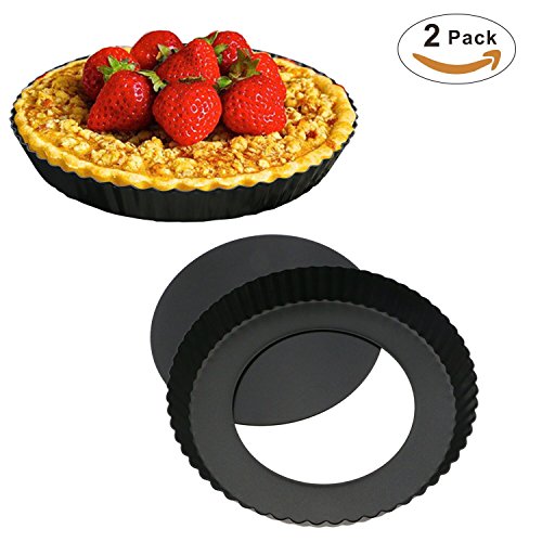 Bystep 2er Pack Quicheform mit entfernbarem, 22,4 cm Delicious gute Antihaftbeschichtung Tortenform Boden, Kuchenform Rund Quiche Tarte Form zum Backen
