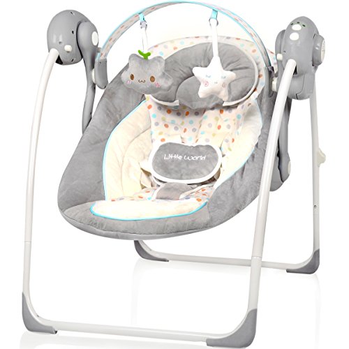Babyschaukel (vollautomatisch 230V) mit 8 Melodien und 5 Schaukelgeschwindigkeiten (DOTS)