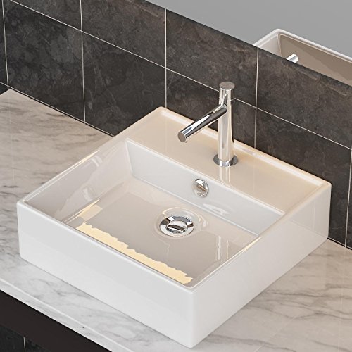 Waschbecken24 DESIGN KERAMIK AUFSATZWASCHBECKEN WASCHTISCH WANDMONTAGE FÜR BADEZIMMER GÄSTE WC A73