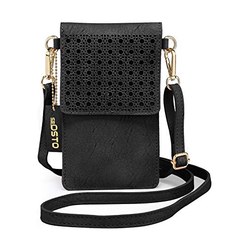 SeOSTO Handy Schultertasche, Kleine Tasche Umhängetasche für Damen Frauen (Schwarz)