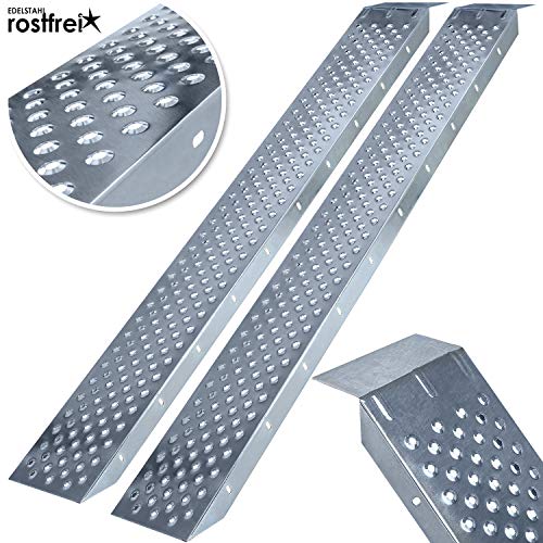 MASKO 2X Auffahrrampe 400kg | Verladerampe | Verladeschiene | verzinkter Stahl | Antirutsch | 200kg* Pro Stück | Max 400kg* Pro Paar | Motorrad ATV Quad PKW Auto Laderampe | Anhängerrampe Laderampe