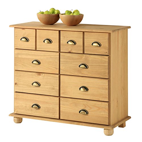 Apothekerkommode Kommode Apothekerschrank Sideboard COLMAR, 8 Schubladen, gebeizt/gewachst