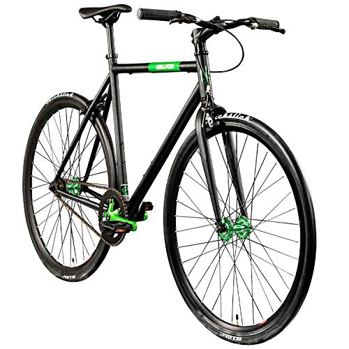 Chill Singlespeed 700c Fixie Bike Retro Fahrrad Fitnessbike Fixie 28' Rennrad (schwarz/grün, 56 cm)