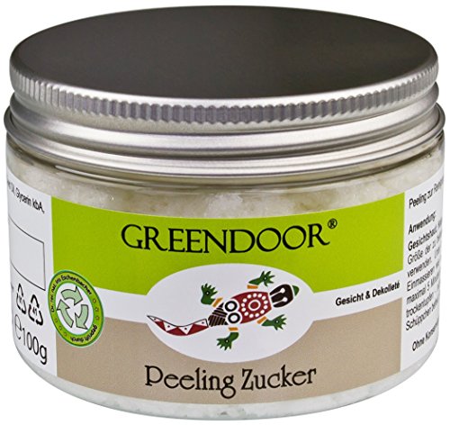 Greendoor Peeling Zucker, Gesichtspeeling mit Bio Babassuöl für Gesicht Hals Dekolleté & empfindliche Haut, 100g ohne Duft, ohne Parfum, ohne Konservierungsmittel, ohne Mikroplastik, Naturkosmetik