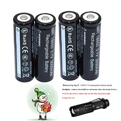 4-Piece18650 3.7V Wiederaufladbare Akku Li-ion Batterie + LED-Taschenlampe Kit