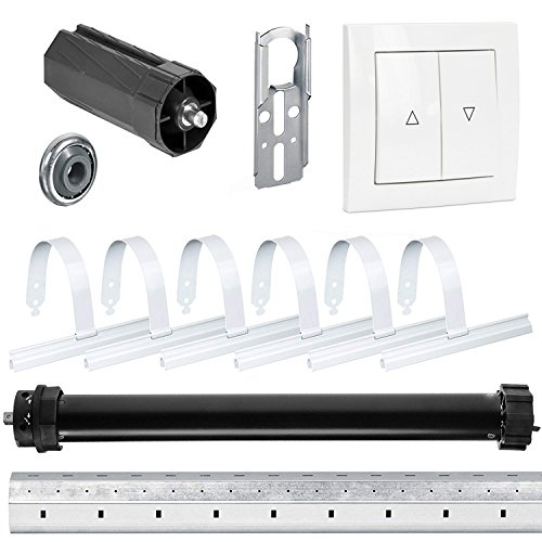NOBILY *** Rolladen-Komplett-Set für 60mm (SW60) Achtkantwelle Maxi-Rolladenmotor 20Nm + Wippschalter + Mechanik-Set inkl. 2.0m Welle