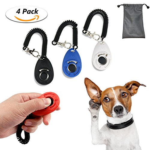 TedGem Klicker 4 Stück Hundetraining Hundeerziehung Klicker mit Handgelenk Band,Klicker für Hunde, Training Klicker, Puppy Training Clickers mit Handgelenkband Clicker (klein)