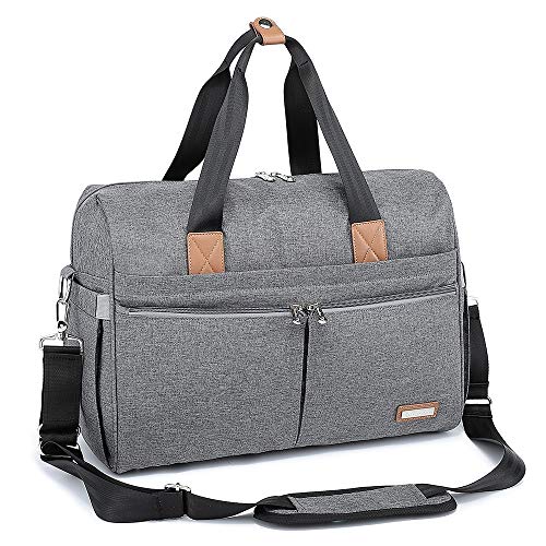 RUVALINO Wickeltasche, Große Weekender-Reise Wickeltasche, stilvoll für Mama und Papa, umwandelbare Babytasche für Jungen und Mädchen mit Wickelauflage, isolierten Taschen (grau)