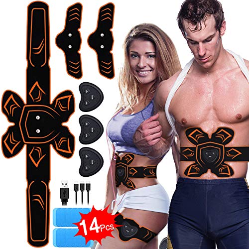 PiAEK EMS Muskelstimulation Elektrostimulation Abs Stimulator Bauchtrainer,USB Wiederaufladbar Trainingsgerät Abs Elektrostimulator für Arm Bauch Beine Bizeps Trizeps