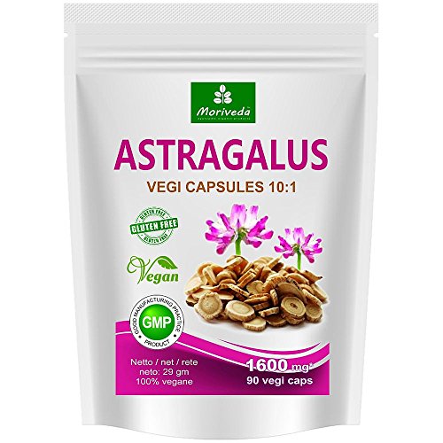 Astragalus Kapseln 1600mg (10:1) Tragant Tragacantha Membranaceus, 112mg Polysaccharide, 90 Vegi Kapseln – Veganes Qualitätsprodukt von Moriveda (1x90)