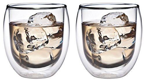 AKTION: 2x 320ml doppelwandiges Thermoglas mit Schwebe-Effekt, Teeglas / Kaffeeglas für Cappuchino, Milchkaffee, Tee, Eistee, Schorle, Desserts oder als Eisbecher geeignet, 32R by Feelino