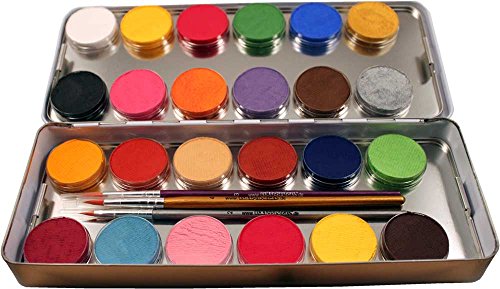 Eulenspiegel Schminkpalette mit 3 Profipinsel, 24 Farben