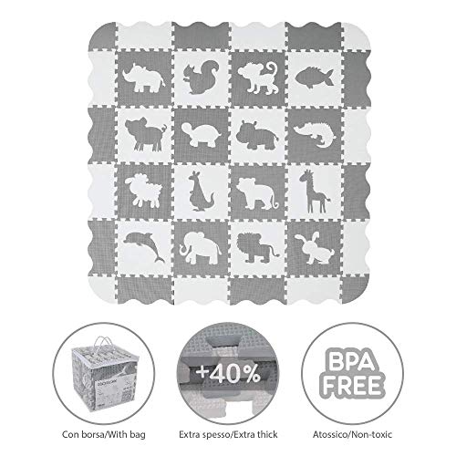 Velovendo 40% dickere Puzzlematte | Sanfte Baby-Bodenmatte (Tiere)