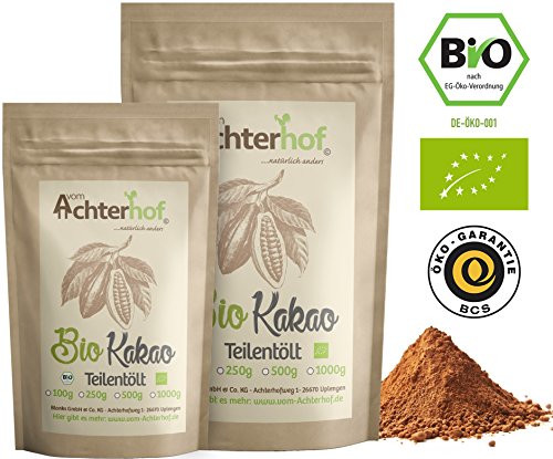 Kakao Pulver Bio (1kg) Kakaopulver Rohkost stark entölt (11% Fett) zuckerfrei