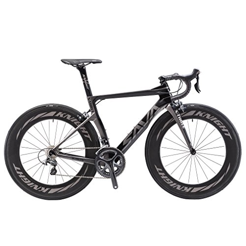 SAVADECK Phantom3.0 700C Kohlefaser Rennrad SHIMANO Ultegra 6800 22 Speed Group Set mit HUTCHINSON 25C Reifen und Fizik Sattel (56cm, Grau)