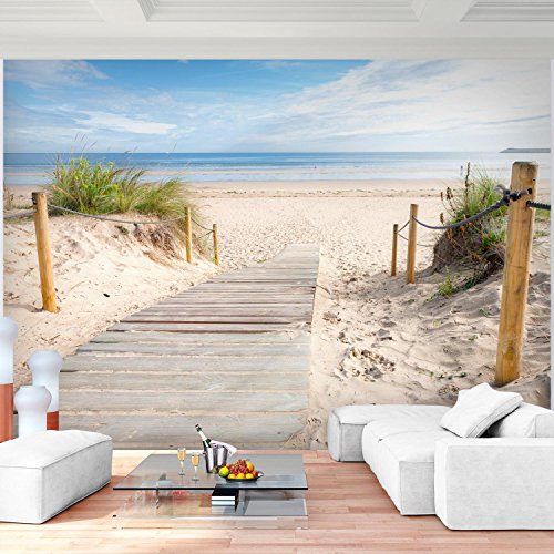 Fototapete Strand Meer 396 x 280 cm Vlies Wand Tapete Wohnzimmer Schlafzimmer Büro Flur Dekoration Wandbilder XXL Moderne Wanddeko - 100% MADE IN GERMANY - Nordsee Ostsee Landschaft Runa Tapeten 9007012b