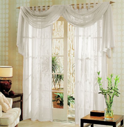 Voile komplett GARDINEN SET 3tlg., Creme, 60999