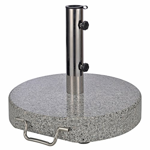 Sonnenschirmständer aus Granit - rund - Gewicht 30 kg - Schirmständer mit Rollen und Feststellschrauben