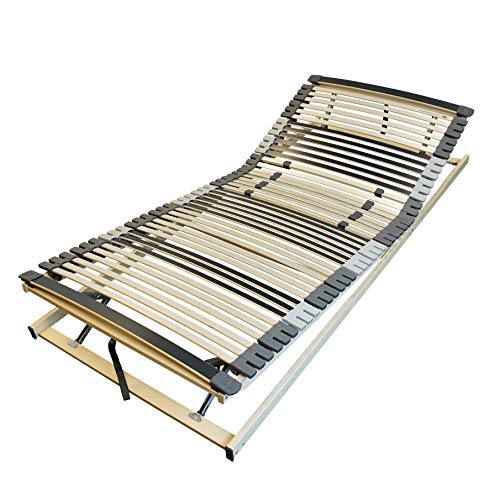 AM Qualitätsmatratzen Ergonomischer 7-Zonen Lattenrost - 160x200 cm - fertig montiert - 44 Leisten - Kopf- und Fußteil Verstellbar - Holmabsenkung für Schulter und Becken - 160x200cm