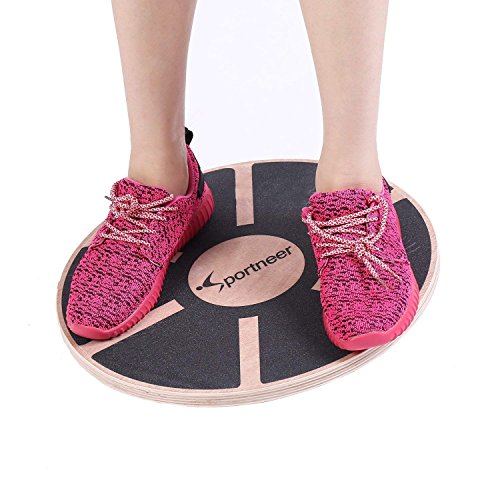 Sportneer Wackelbrett Balance Board Holz Durchmesser 40cm Gleichgewicht Board- professionel für die Übung, Gym, Sport Performance Enhancement, Rehab, Ausbildung(1PACK) (Schwarz2)