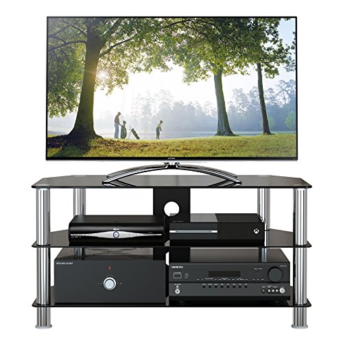 1home GT4 LCD-/Plasma-TV Rack Glas Tisch Ständer LCD Rack LED Tisch Fernsehtisch Schwarz Glas drei Ablagen 32- 60 Zoll