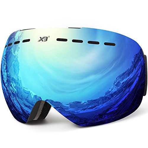 Skibrille, Herren Damen Snowboardbrille Erwachsene über Gläser OTG rahmenlose für Ski Anti-Fog von Dada-pro, UV-Schutz Sonnenbrille (Schwarz)