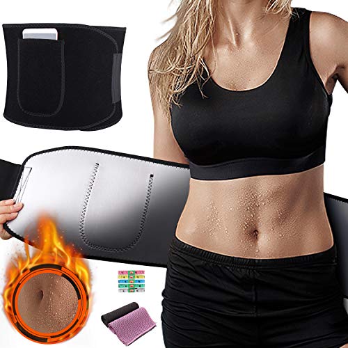Grebarley Fitnessgürtel, Bauchweggürtel Bauchgürte, Taille Trimmer, Schwitzgürtel zur Fettverbrennung, Hot Sauna Belt, Krafttraining, Muskelaufbau für Männer und Frauen(Schwarz, M)