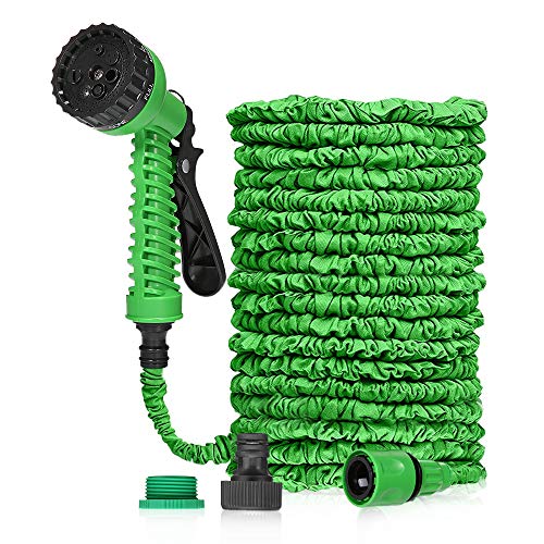 Pathonor Gartenschlauch Flexischlauch 50FT/15M Bewässungs Schlauch Dehnbar Wasserschlauch mit 7 Funktionen Flexibler Gartenschläuche für Gartenarbeit Autowäsche Reinigung Hof Brause Düse (Grün)