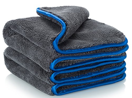 Carbigo 2x Profi Mikrofasertücher mit 1200 GSM - extrem saugstark & lackschonend dank weicher Mikrofaser - Ideales Auto Poliertuch zur Reinigung von Auto & Motorrad - Mikrofaser Poliertuch 40x40cm