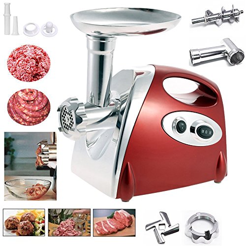 Elektrischer Fleischwolf, YUMUN Profi Wurstmaschine Set, Multifunktions Küchenmaschine Fleisch-rot