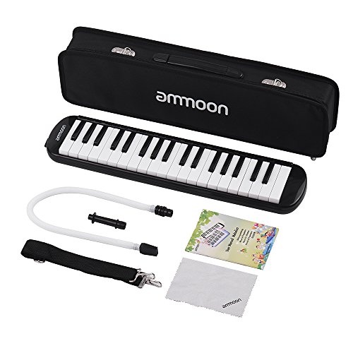 ammoon Melodica 37 Tasten Melodica, Piano Style Tastatur Mundharmonika Mund Organ mit Mundstück Reinigungstuch Tragetasche für Anfänger Kinder Musik Geschenk