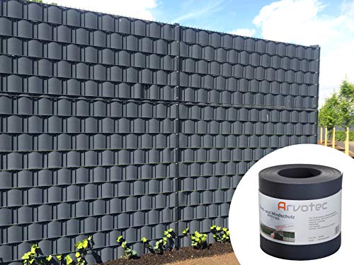 Sichtschutz anthrazit, 25,5 Meter - zur Anbringung an Doppelstabmatten - Lärm-, Sicht- & Windschutz - einfache Montage, ohne Werkzeug - 1,2 mm Stärke statt der üblichen 1,0 mm - Made in Germany