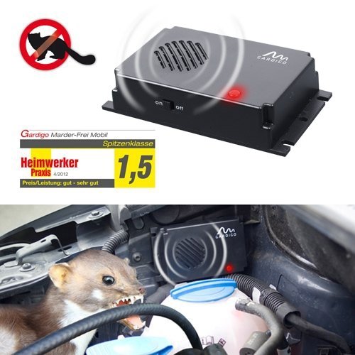 Gardigo Marder-Frei Mobil inkl. Batterien, Marderschreck,Marderabwehr mobiler Schutz für Auto, Haus, Zum Einsatz im Motorraum | Deutscher Hersteller