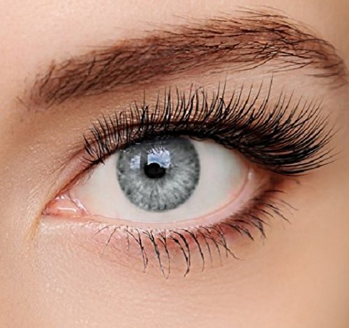 ELFENWALD farbige Kontaktlinsen, 3 - Monatslinsen, INTENSE EISGRAU HELLGRAU, stark deckend, natürlicher Look, maximaler Tragekomfort, ohne Stärke, 1 Paar weiche Farblinsen, inkl. Behälter