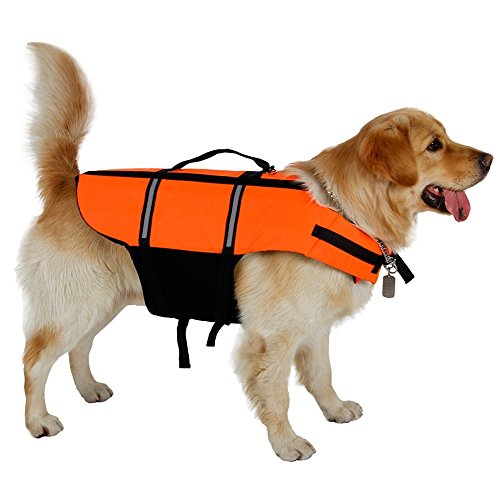 OHANA Reflektierend Rettungswesten für Hunde, Hundeschwimmweste Sommer Badebekleidung für Hunde/Haustiere, Orange
