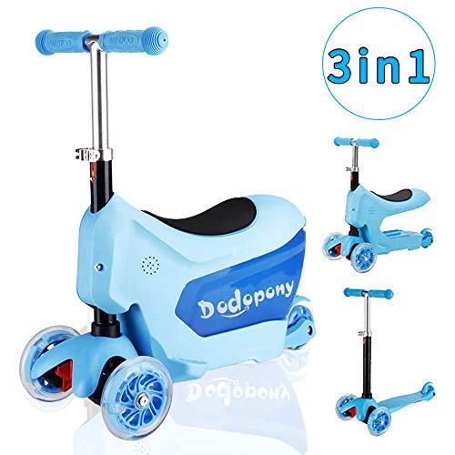 Baobë 3-in-1 Kleinkinder Roller Scooter 3-Räder -Tretroller für Jungen Mädchen mit Spielzeug-Ablagekorb,Mini Kinderscooter Kinderroller mit Abnehmbarem Sitz,Verstellbare Lenker