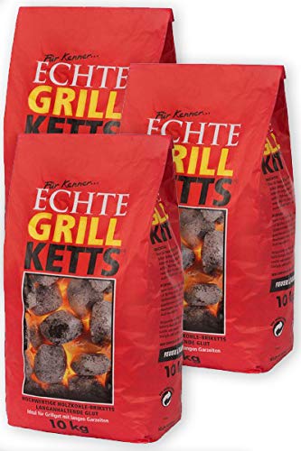 Feuer & Flamme GrillKetts Holzkohle Briketts im 3er-Sparpack, 3x10 kg