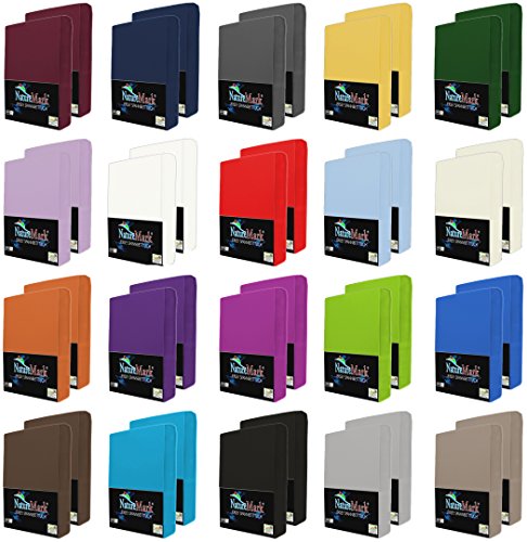 NatureMark 2er Pack JERSEY Spannbettlaken, Spannbetttuch 100% Baumwolle in vielen Größen und Farben MARKENQUALITÄT ÖKOTEX STANDARD 100 | 90 x 200 cm - 100 x 200 cm - weiß