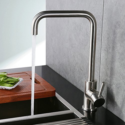 Homelody 360° drehbar Wasserhahn Küche Einhebelmischer Spültisch Armatur Küchenarmatur Spültischarmatur Spülbecken Wasserkran Mischbatterie Spüle für Küchen