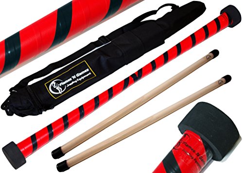 TWIST Devilstick (Rot/Schwarz) inkl. Holz Handstäbe mit 2 mm Silikonmantel + Reisetasche! Flames N Games Devil stick Set Für Kinder und Erwachsene.