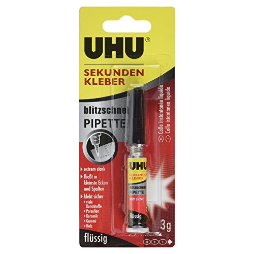 UHU 45570 Sekundenkleber (blitzschnell mit Pipette, Tube mit 3 g)