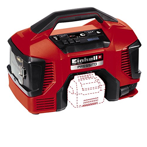 Einhell Power X-Change Hybrid-Kompressor Pressito (Lithium Ionen; Hybridfunktion: mit Stromkabel oder Akku; Hochdruck-, Niederdruckpumpe + Niederdrucksaugfunktion; inkl. 3-tlg. Aufblas-Adapter-Set; ohne Akku und Ladegerät)