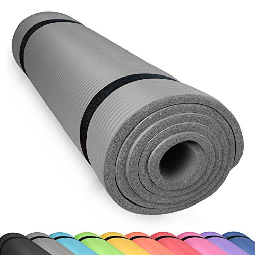 diMio Yogamatte Gymnastikmatte Rutschfest mit Tragegurt, phlatatfrei + SGS-geprüft, 185x60x1.5cm Grau