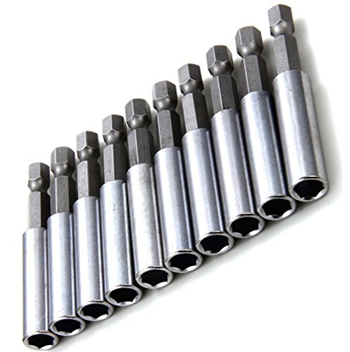 Malayas10 Stück Bithalter magnetisch Bohrer Bohrmaschine Verlängerung Halter 1/4 Zoll Sechskantschaft Schnellwechsel 6.35mm für elektrische Bohrmaschine / Schlagschrauber / Schraubendreher Magnetbithalter / Bitaufnahme