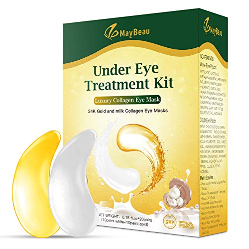 MayBeau Augenpads, Anti-Aging Pads, 20 Paare Kollagen Eye Mask Für Moisturising, Entlasten Sie Müdigkeit und straffe Haut, Entfernen Taschen, Dunkle Kreise & Puffiness Augenpflege mit Hyaluron