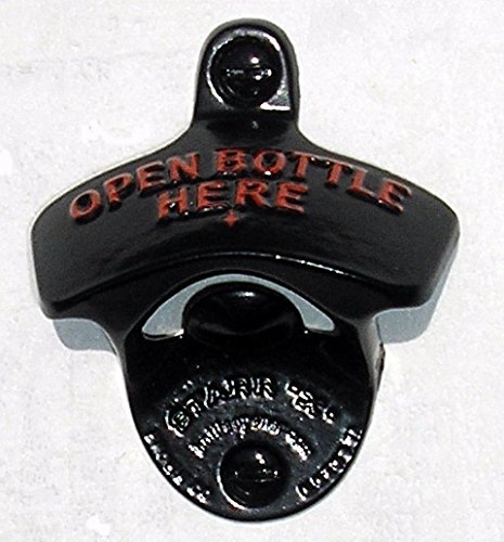 Wand-Flaschenöffner 'OPEN BOTTLE HERE' orig. STARR-X in schwarz, USA