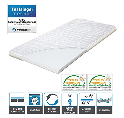Topper, Matratzenauflage, Kaltschaum 7cm oder 10cm, alle Größen - Schlafen wie auf Wolken H2 + H3 … (H3 - 7cm, 90x200)