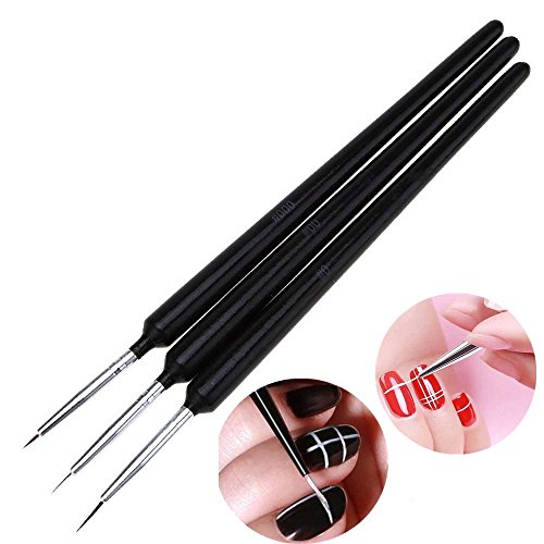 Nageldesign Pinsel ，3 Stück Profi Nail art Pinsel Set - Größe 000, 00, 0