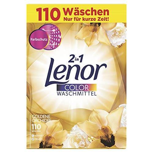 Lenor Colorwaschmittel Pulver Goldene Orchidee, 7 kg, 1er Pack (1 x 110 Waschladungen)