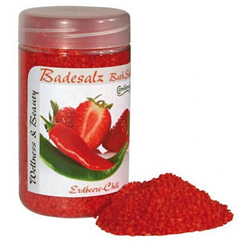 Badesalz Erdbeere, Chili, Camillen 60, Fussbad wärmender Badezusatz für kalte Füsse, mit Fruchtextrakt, 350 g